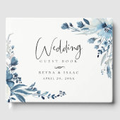 Dusty Blue Navy Floral Wedding Gastenboek (Voorkant)