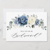 Dusty Blue Navy Greenery Kaart (Voorkant)