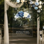 Dusty Blue Navy  Ivory Rehearsal Dinner Welcome Acryl Bord