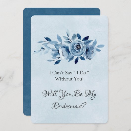 Dusty Blue Navy Peony word mijn Bridesmaid Kaart (Voorkant / Achterkant)