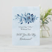 Dusty Blue Navy Peony word mijn Bridesmaid Kaart (Staand voorkant)