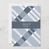 Dusty Blue Navy Pset White Ring Logo Wedding Kaart (Achterkant)
