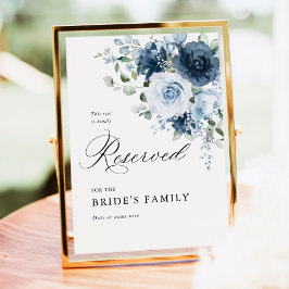 Dusty Blue & Navy Reserved Sign 5x7 Wedding Decor Poster