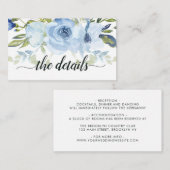 Dusty Blue Navy Roos Anemone Floral Wedding Detail Informatiekaartje (Voorkant / Achterkant)