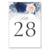 Dusty Blue Navy Roze Bruiloft Tafel Nummer Kaart (Voorkant)