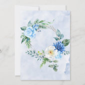 Dusty Blue Navy Waterverf Floral Engagement Party Kaart (Achterkant)