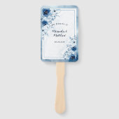 Dusty Blue & Navy Waterverf Floral Wedding Handwaaier (Voorkant)