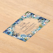 Dusty Blue Navy White Floral 100e verjaardag Acryl Uitnodigingen (Laagn)