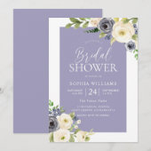 Dusty Blue Navy & White Floral Vrijgezellenfeest Kaart (Voorkant / Achterkant)