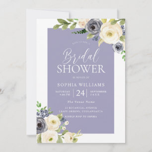 Dusty Blue Navy & White Floral Vrijgezellenfeest Kaart