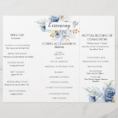 Dusty Blue Navy Wit Goud Bloemen Trouwprogramma (Achterkant)