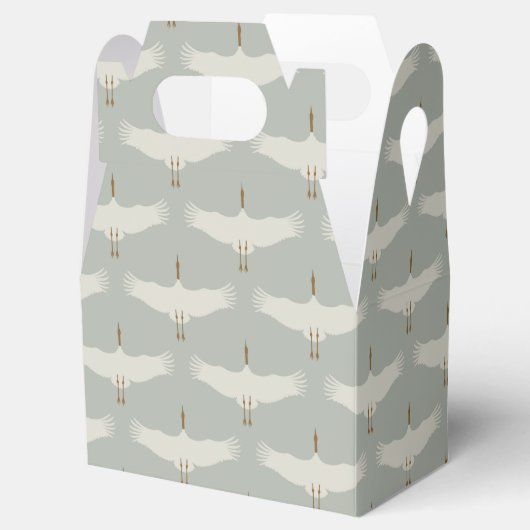 Dusty Blue Neutral Birds Cranes Art Deco Patroon Bedankdoosjes (Geopend)