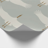 Dusty Blue Neutral Birds Cranes Art Deco Patroon Cadeaupapier (Hoek)