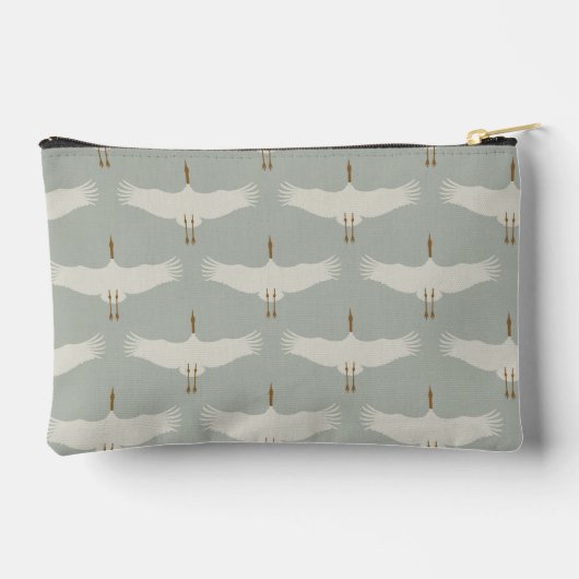 Dusty Blue Neutral Birds Cranes Art Deco Patroon Etui (Achterkant)