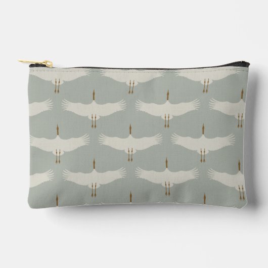 Dusty Blue Neutral Birds Cranes Art Deco Patroon Etui (Voorkant)