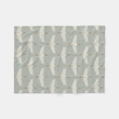 Dusty Blue Neutral Birds Cranes Art Deco Patroon Fleece Deken (Voorkant (Horizontaal))