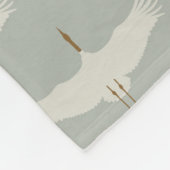 Dusty Blue Neutral Birds Cranes Art Deco Patroon Fleece Deken (Hoek)