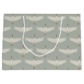 Dusty Blue Neutral Birds Cranes Art Deco Patroon Groot Cadeauzakje (Voorkant)