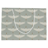 Dusty Blue Neutral Birds Cranes Art Deco Patroon Groot Cadeauzakje (Achterkant)