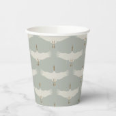 Dusty Blue Neutral Birds Cranes Art Deco Patroon Papieren Bekers (Links)