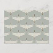 Dusty Blue Neutral Birds Zwanen Art Deco Monogram Feestdagenkaart (Voorkant)