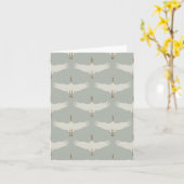 Dusty Blue Neutral Birds Zwanen Art Deco Monogram Kaart (Gele Bloem)