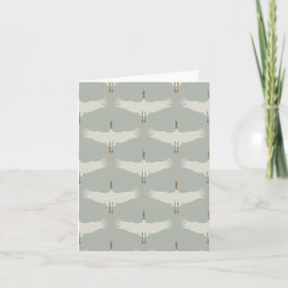 Dusty Blue Neutral Birds Zwanen Art Deco Monogram Kaart