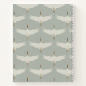 Dusty Blue Neutral Birds Zwanen Art Deco Monogram Notitieboek (Achterkant)