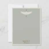 Dusty Blue Neutral Birds Zwanen Art Deco Monogram Notitiekaartje (Voorkant)