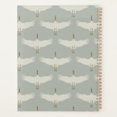 Dusty Blue Neutral Birds Zwanen Art Deco Monogram Planner (Achterkant)