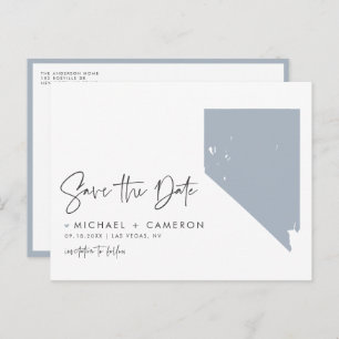 Dusty Blue Nevada State Map QR Code Bewaar de datu Aankondigingskaart