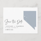 Dusty Blue Nevada State Map QR Code Bewaar de datu Aankondigingskaart (Voorkant)