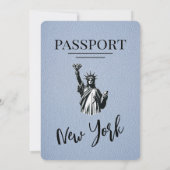 Dusty Blue New York Passport Wedding Kaart (Achterkant)