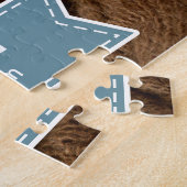 Dusty Blue Newborn Baby Boy Birth Stats Photo Legpuzzel (Zijkant)