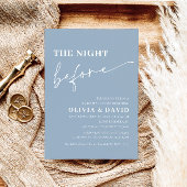 Dusty Blue Night before Rehearsal Dinner Invite Kaart