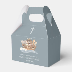 Dusty Blue Noah's Ark Christening Gable Bedankdoosjes