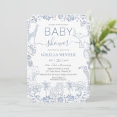 Dusty Blue Oerwoud Animals Toile Baby shower Kaart (Staand voorkant)