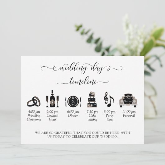 Dusty Blue (of ander) Wedding Program - Tijdlijn (Staand voorkant)