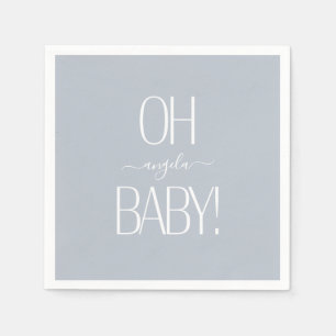 Dusty Blue Oh Baby Custom Shower Paper Napkin Servet