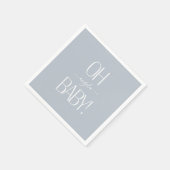 Dusty Blue Oh Baby Custom Shower Paper Napkin Servet (Hoek)