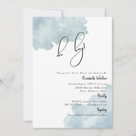 Dusty Blue Oh Boy Baby shower Kaart