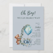 Dusty Blue Oh Boy We Can Barly Wait Baby shower Kaart (Voorkant)