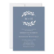 Dusty Blue Olive Branch Monogram krans bruiloft