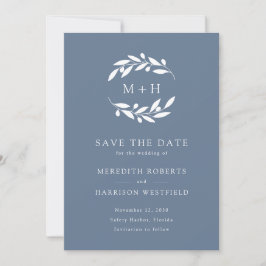 Dusty Blue Olive Branch Monogram krans bruiloft Save The Date