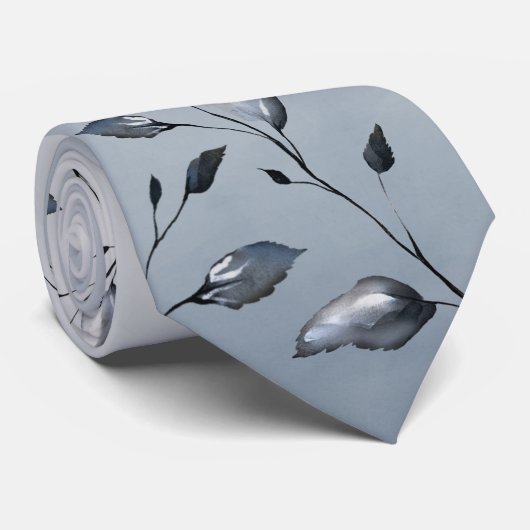 Dusty Blue Ombre Greenery Wedding Stropdas (Opgerold)