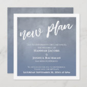 Dusty Blue Ombre Postponed Wedding New Plan Kaart (Voorkant / Achterkant)