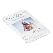 Dusty Blue One Photo Minimalist Save the Date Magneet (Rechterzijde)