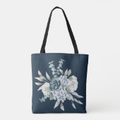 Dusty Blue One Side Script Persoonlijke naam Boho Tote Bag (Achterkant)