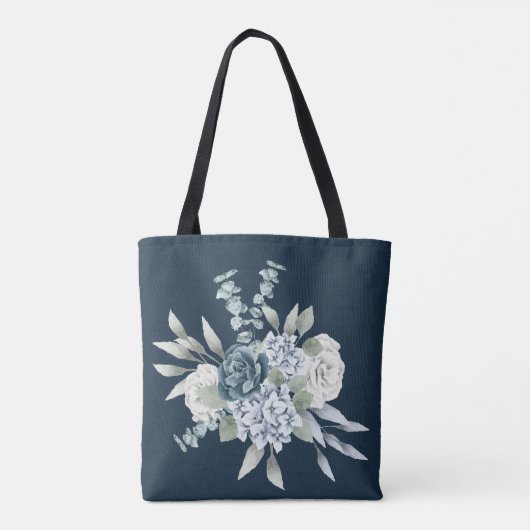 Dusty Blue One Side Script Persoonlijke naam Boho Tote Bag (Achterkant)