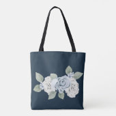 Dusty Blue One Side Script Persoonlijke naam Boho Tote Bag (Achterkant)